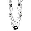 Art Deco Oval Silver and Wood Double Stranded Necklace