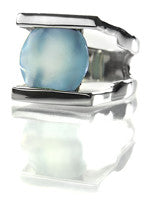 Faceted Cocktail Ring with Horizontal Stripes (Aqua Chalcedony)