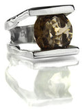 Faceted Cocktail Ring with Horizontal Stripes (Smokey Quartz)