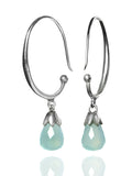 Jaipuri Circular Gemstone Drop Earrings (Aqua Chalcedony)