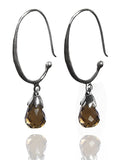 Jaipuri Circular Gemstone Drop Earrings (Smokey Quartz)