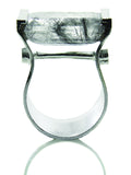 Industrial Italian Cocktail Ring (Black Rutile Quartz)