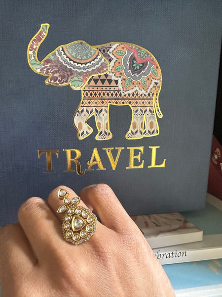 Gold Plated Rani Jaipuri Ring (Adjustable)