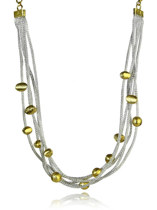 Milano Five Stranded Necklace with 18K Gold Plated Beads