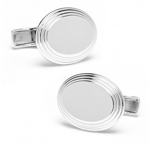 Oval Step Silver Cufflinks