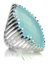 Striped Capri Cocktail Ring (Aqua Chalcedony)