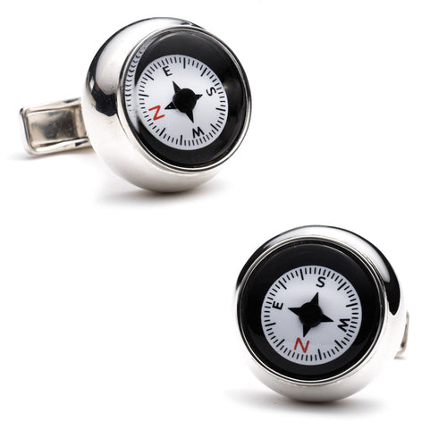 Sterling Silver Compass Cufflinks