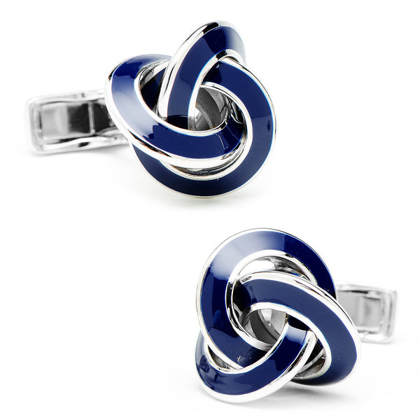 Sterling Blue Enamel Knot Cufflinks